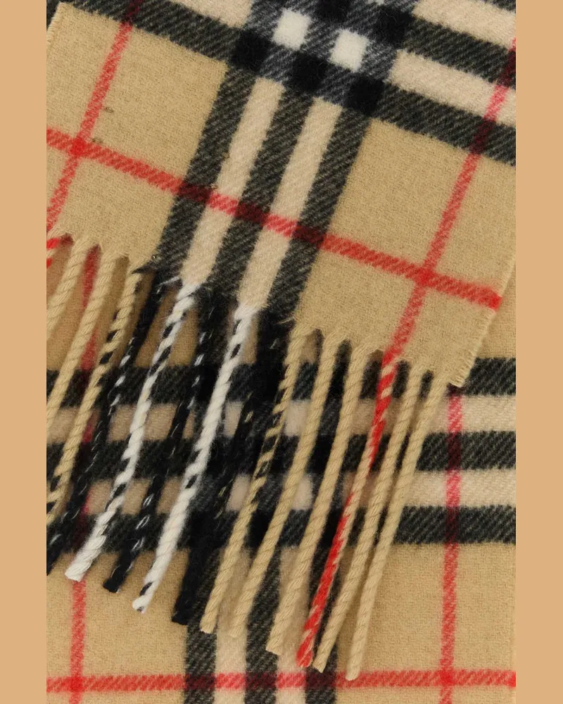 Burberry Unisex Embroidered Cashmere Scarf Sand Sciarpe E Foulard Beige