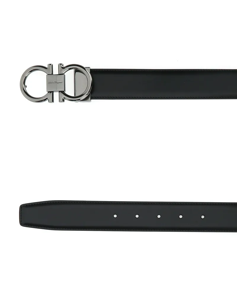 Ferragamo Men's Double Adjus Belt Black Calf Black