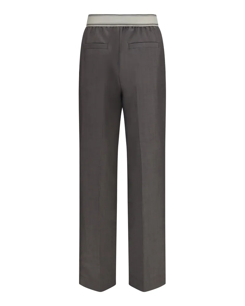 Versace Women's Wool And Mohair Pants Cold Grey Trousers Gray
