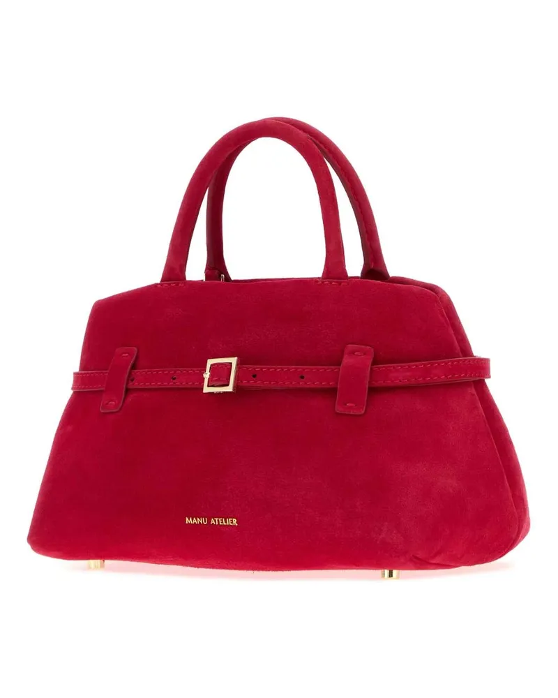Manu Atelier Women's Red Suede Le Cambon 25 Handbag Borse A Mano Bag Red
