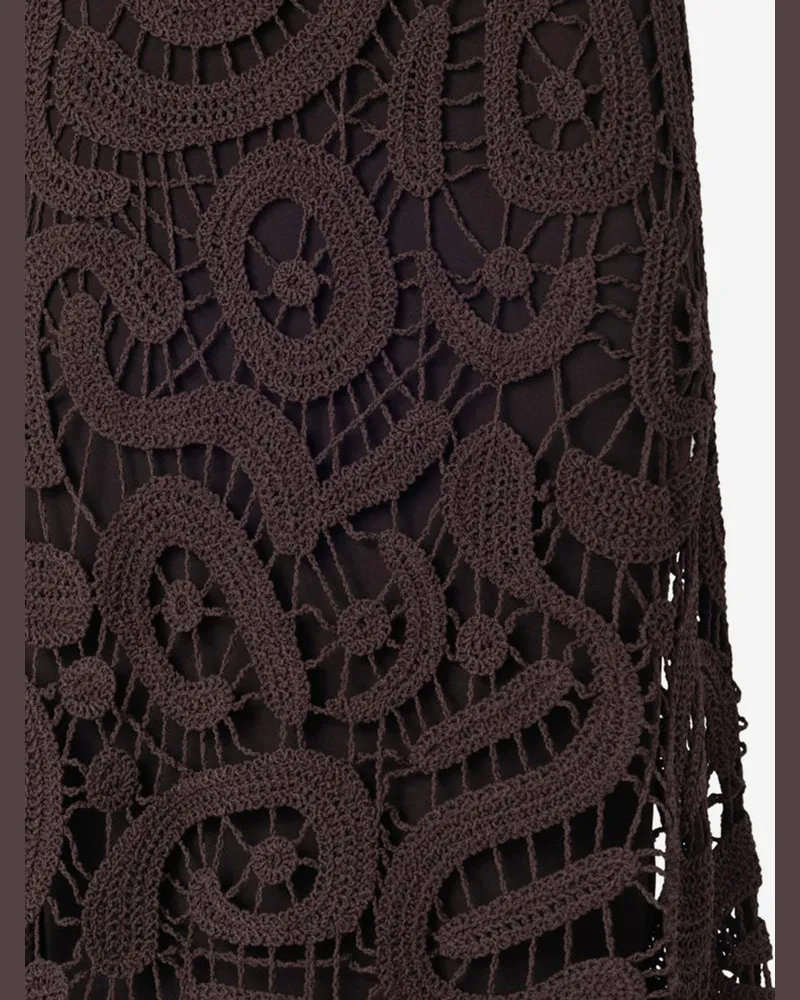 Pinko Women Midi Skirt Geometric Crochet Brown Viscose Brown
