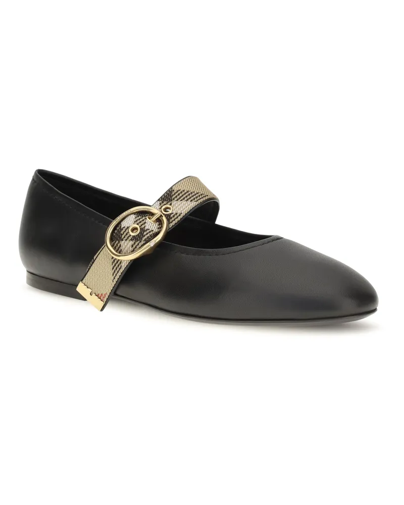 Burberry Women's Ballerina Flats Robin Leather Black Calf Shoes Black
