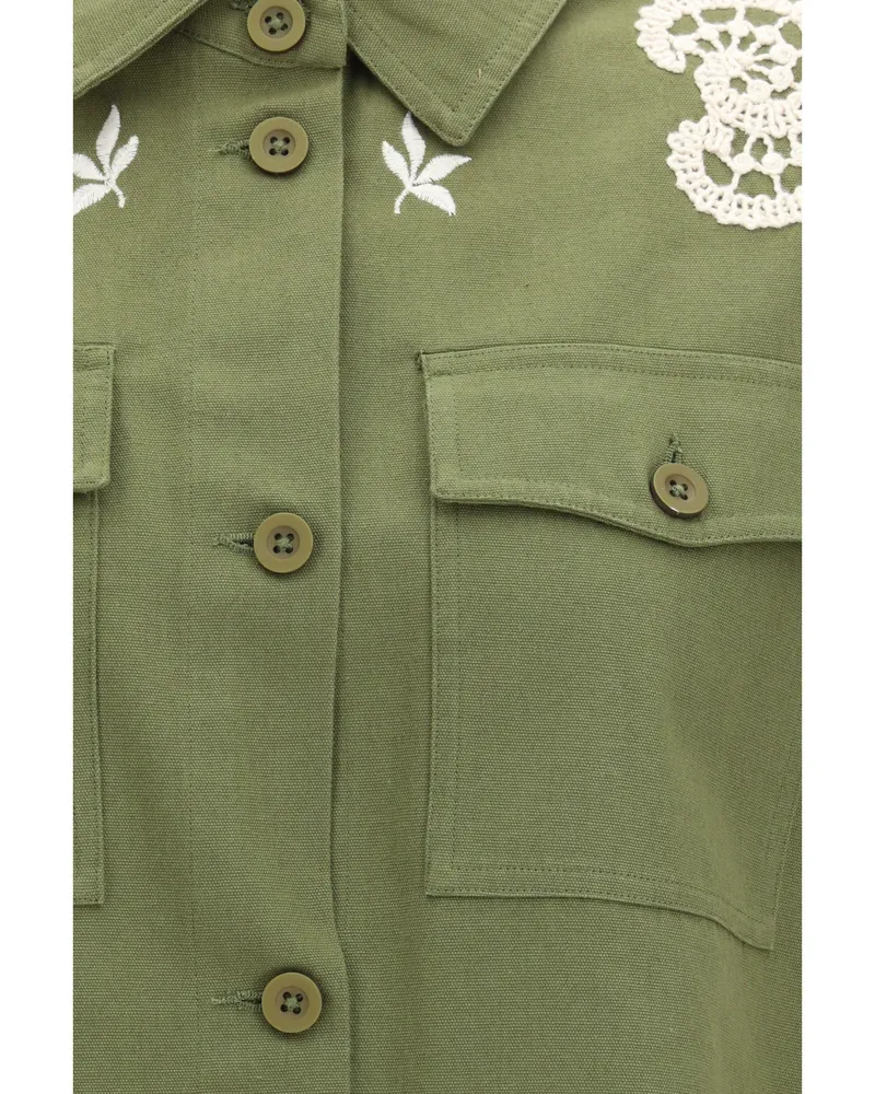 Max Mara Women's Jacket Como Khaki Green Cotton Green