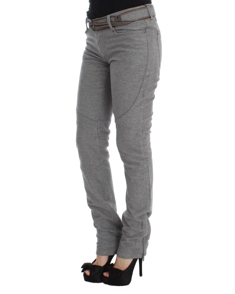 Ermanno Scervino Women's Gray Cotton Slim Fit Casual Bootcut Pants Gray