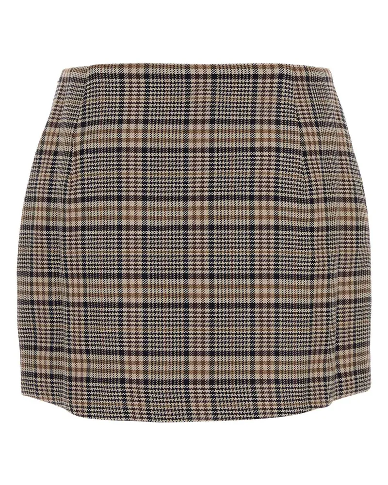 Anine Bing Women's Embroidered Viscose Blend Tierra Mini Skirt Beigeandnavychecks Gonne Navy