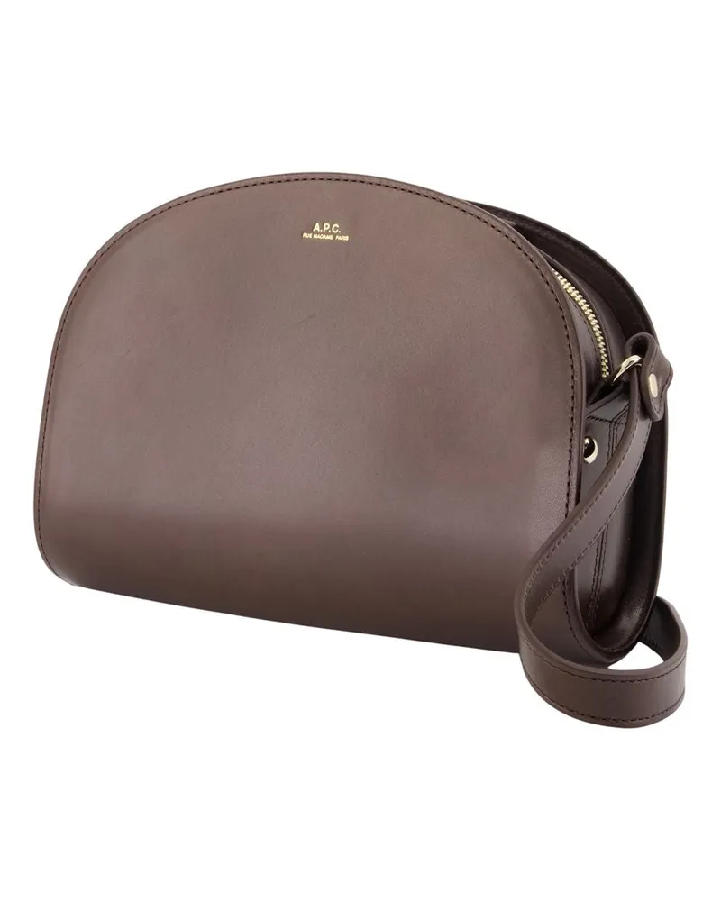 A.P.C. Women's Demi Lune Crossbody -  Leather Brown Cowhide Bags Crossbodies Brown