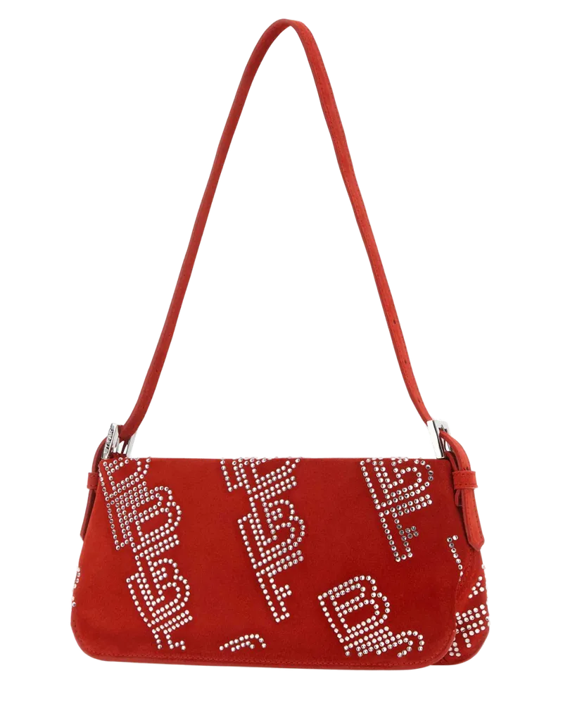 by FAR Women's Embellished Suede Dulce Shoulder Bag Pm Borse A Mano Red