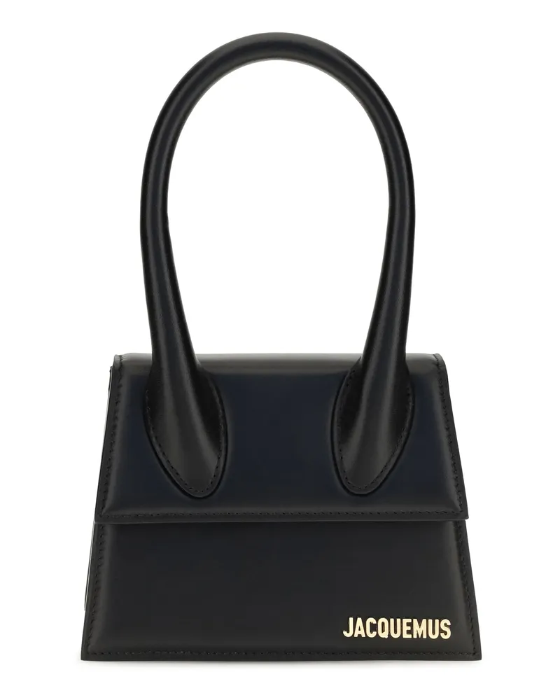 Jacquemus Sculpted Calf Leather Top Handle Bag — Black Black