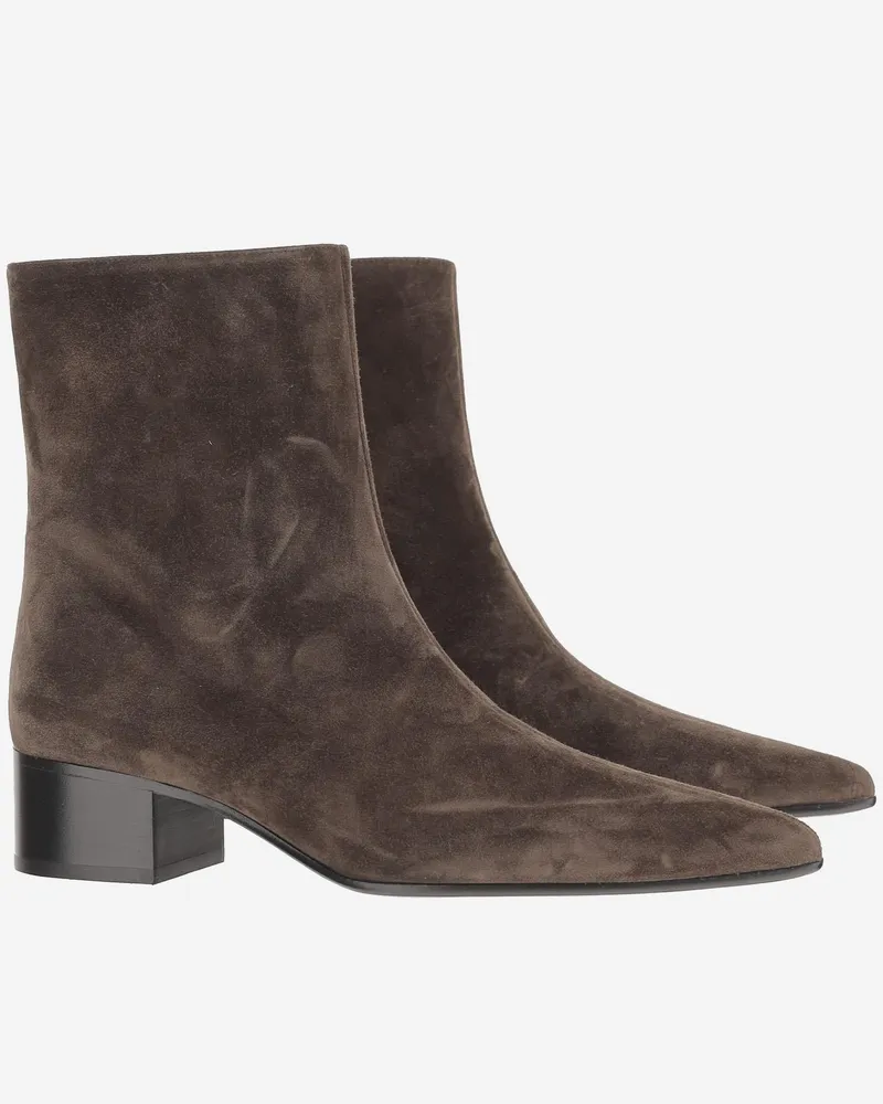KHAITE Women's Ankle Boots Andee Brown Suede Baby Calfskin Brown