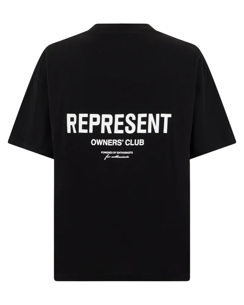 REPRESENT Logo-Embroidered Cotton T-Shirt — Black Black