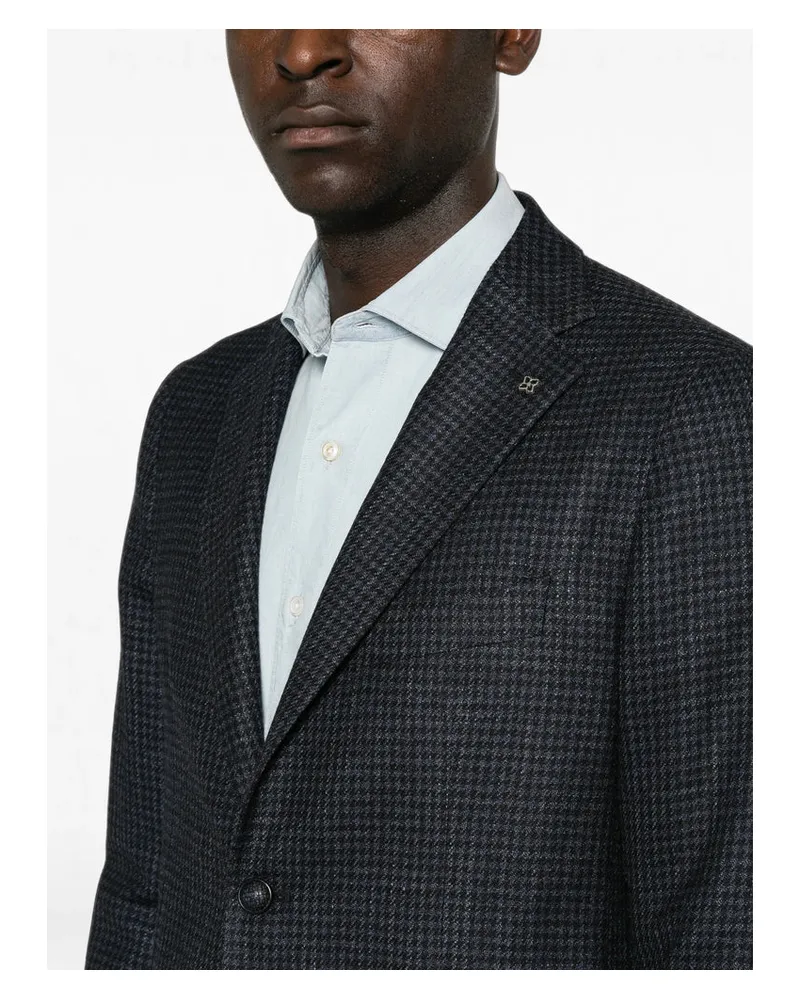 Tagliatore Houndstooth Virgin Wool Blazer — Blue Blue