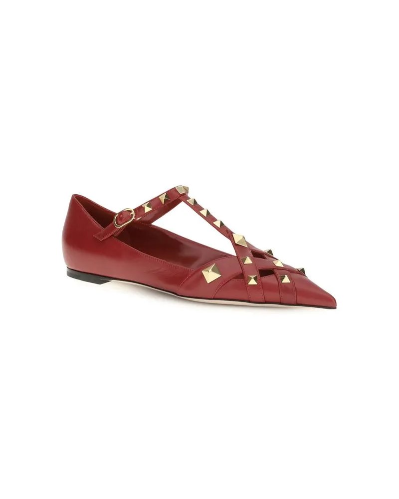 Valentino Garavani Women's Multicolor Goatskin Ballet Flats Red