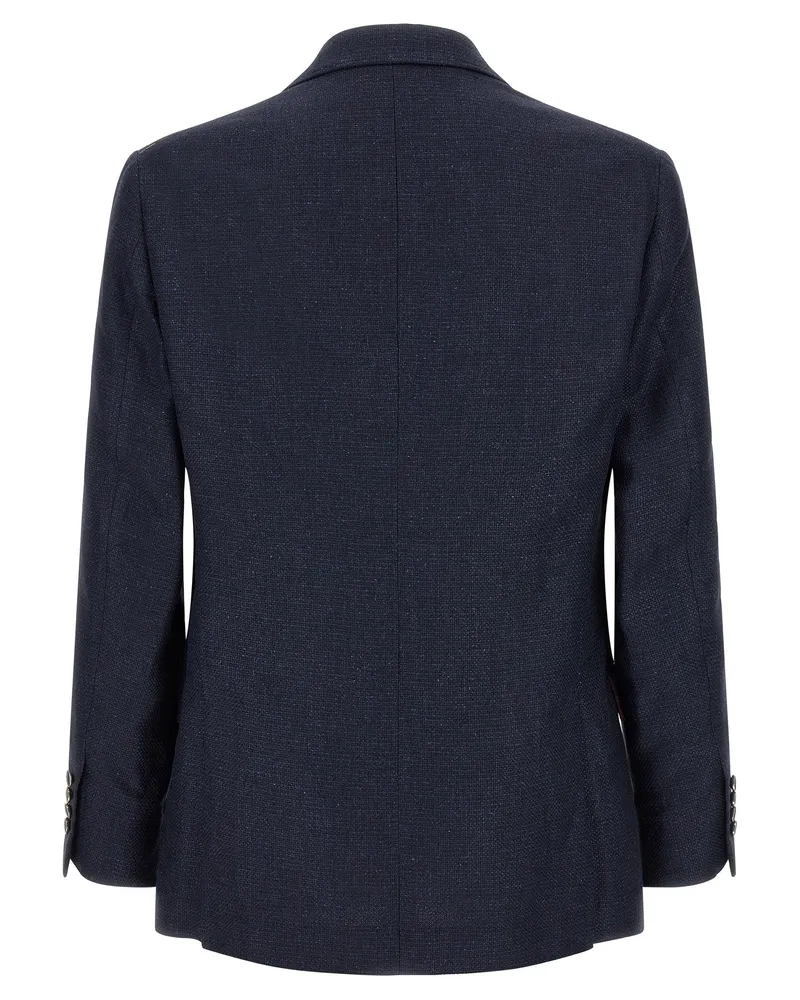 Brunello Cucinelli Men's Blue Silk Two-Piece Suit Black