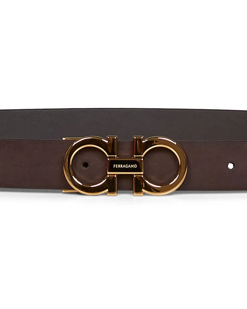 Ferragamo Suede & Calf Leather Belt — Brown Brown