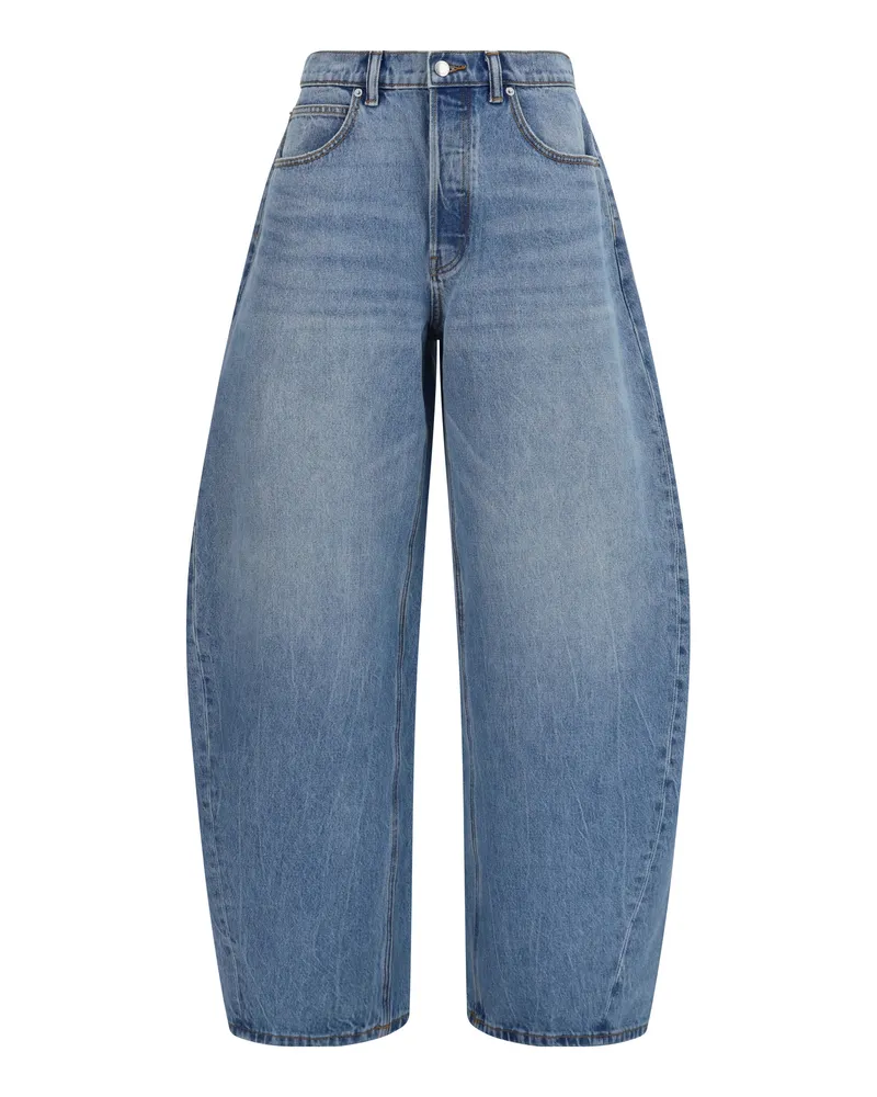 Alexander Wang Women's Balloon Jeans Crystal Embellished Vintage Light Indigo Cotton Blue