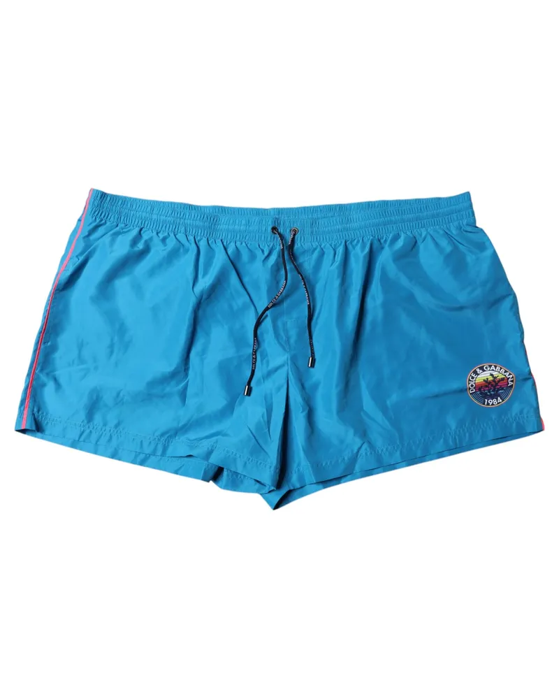 Dolce & Gabbana Men's Turquoise Logo Beachwear Shorts 2pc Swimwear Polyester Blue