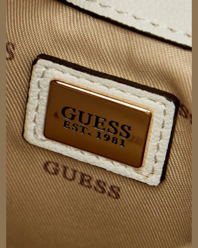 Guess Quilted Polyurethane Shoulder Bag — White White