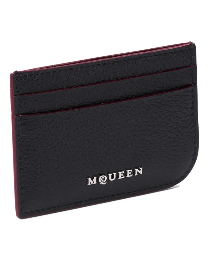 Alexander McQueen Logo-Print Leather Card Case — Black Black