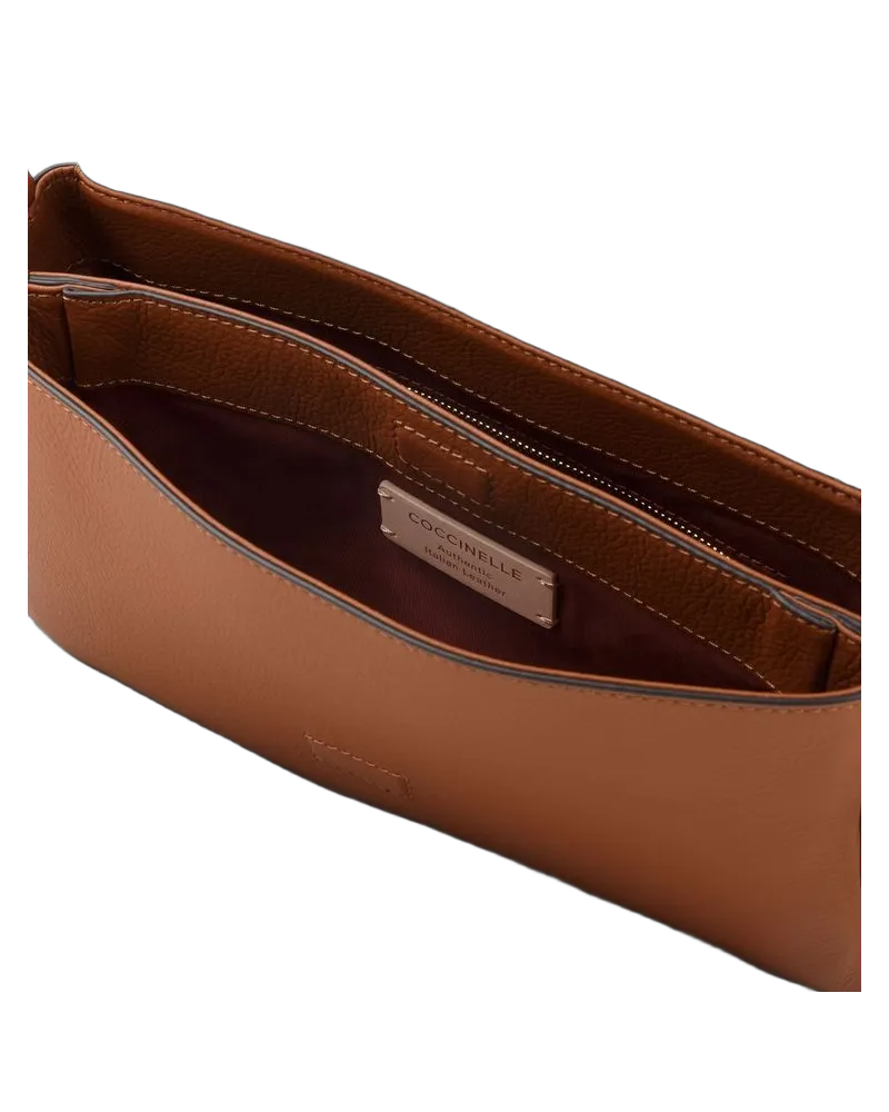 Coccinelle Women's Handbag Black-Cognac Cowhide Brown