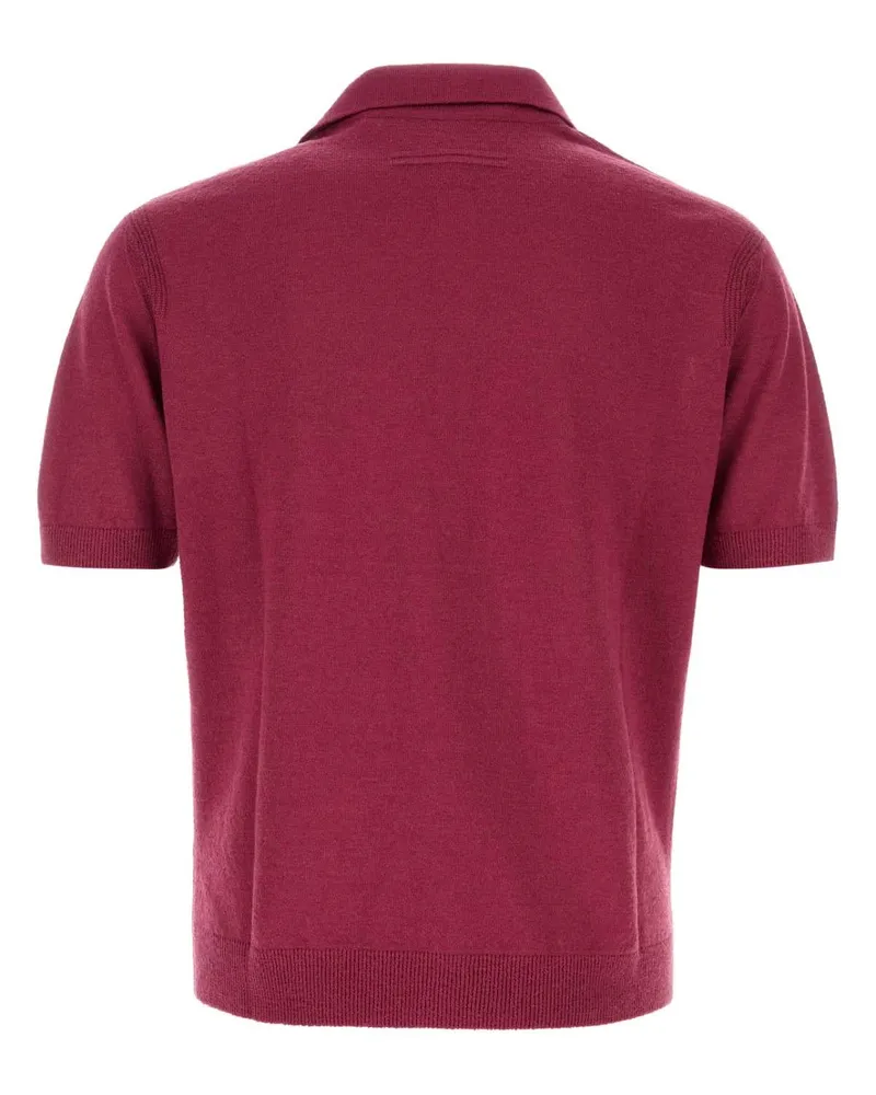 Ermenegildo Zegna Men's Silk Polo Shirt Purple Linen Cashmere Purple