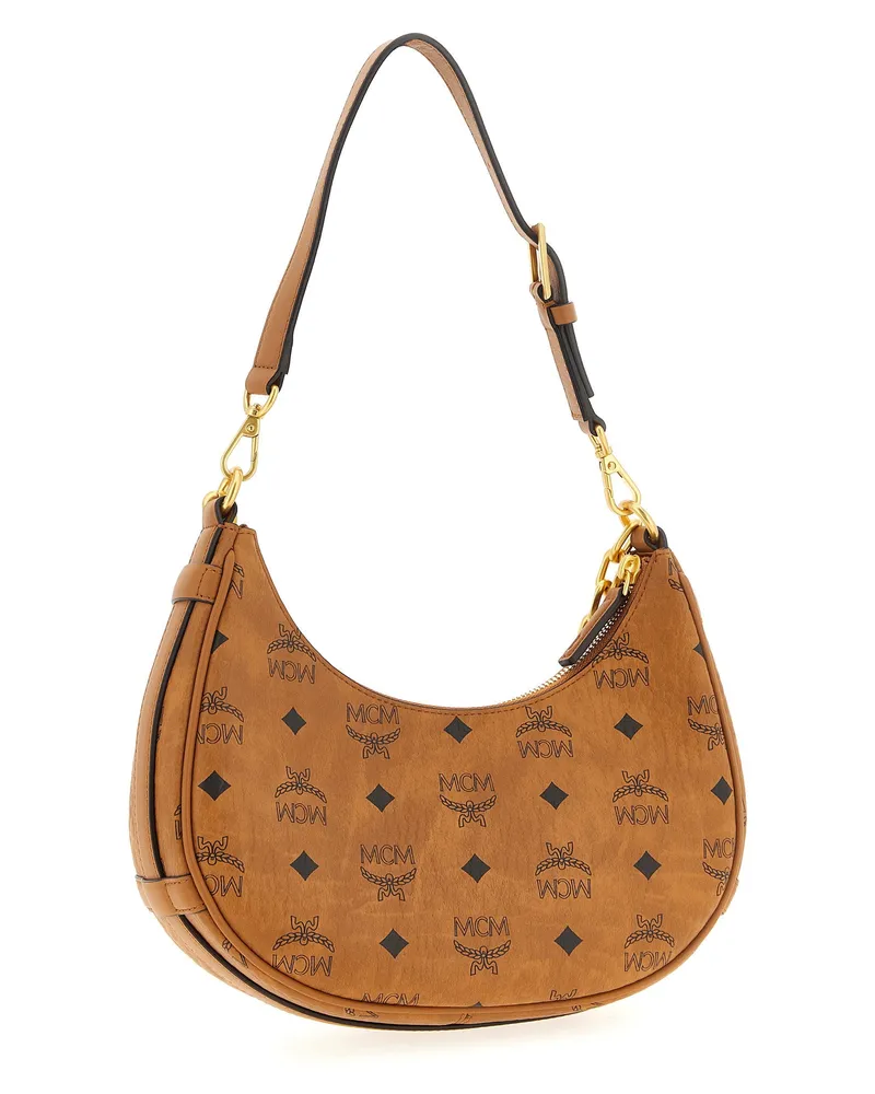 MCM Aren Crescent Shoulder Bag — Tan Tan