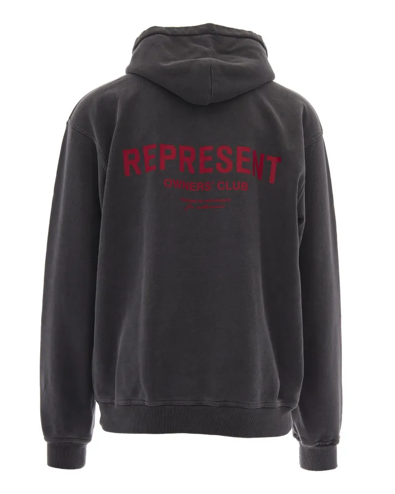 REPRESENT Men Sweatshirt Owners Club Washed Black Cotton Sweatshirts Sweater Black