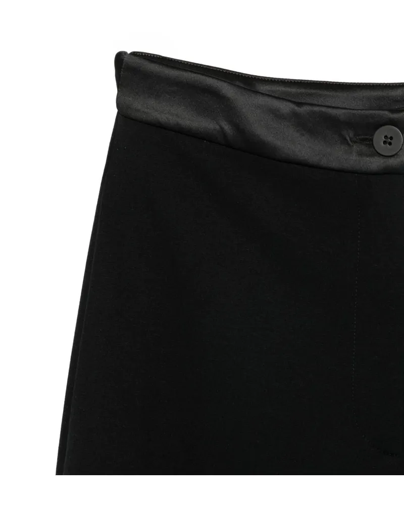 Emporio Armani Satin-Finish Tapered Trousers — Black Black