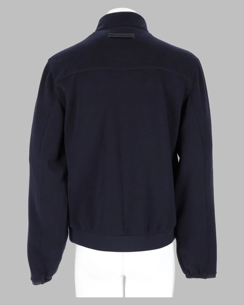 Ermenegildo Zegna Wool Blend Zip-Up Sweater — Navy Navy