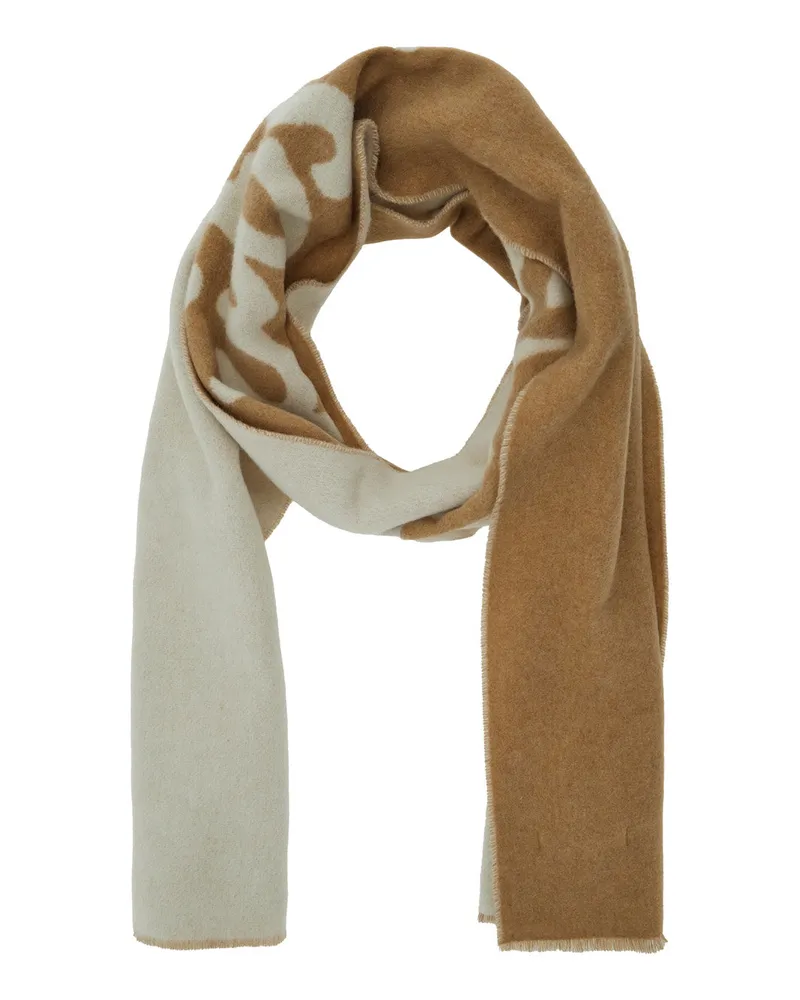 Kitsuné Men's Beige Bicolor Scarf With Logo Wool Scarfs Beige