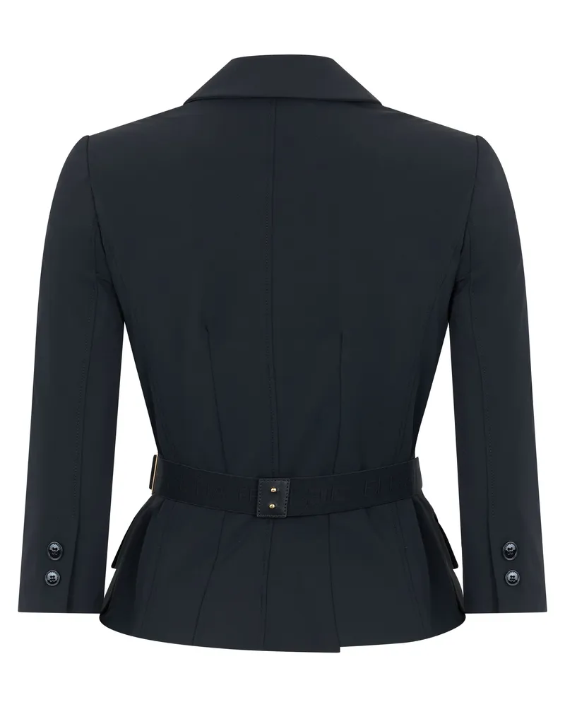 Elisabetta Franchi Women's Jacket, Stretch Fabric With Belt, Black Polyamide Black