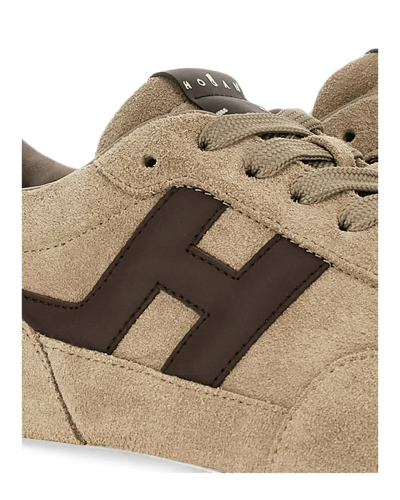 Hogan Suede Athletic with H Motif Sneakers — Brown Brown
