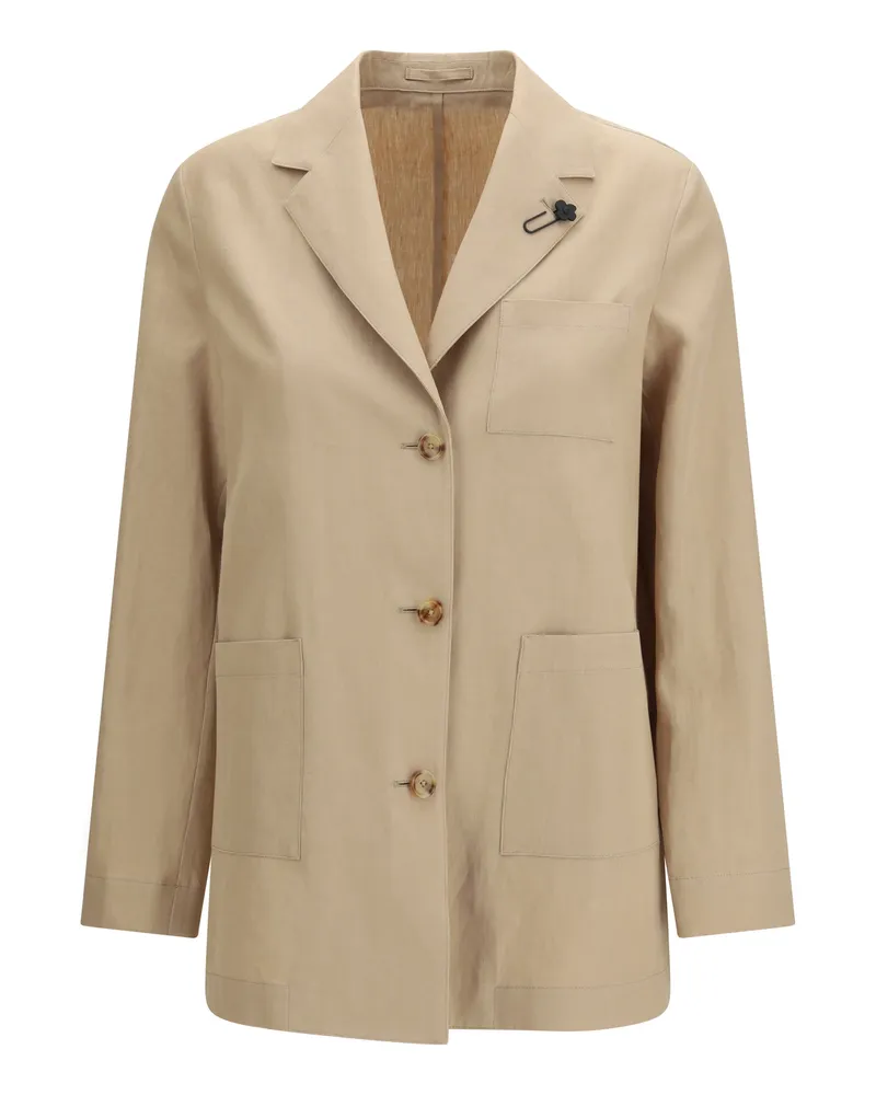 LARDINI Women's Jacket Wool-Cotton Beige Wool (ovis Aries) Blazers Beige