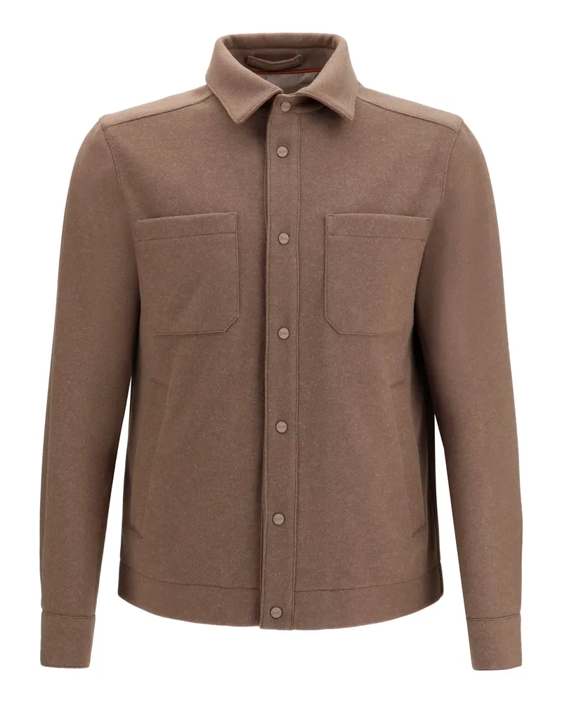 Herno Men's Jacket Snap-Button Dark Taupe Polyester Brown