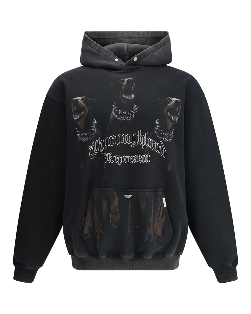 REPRESENT Men's Hoodie Thoroughbred Vintage Black Cotton Sweatshirts Sweater Black