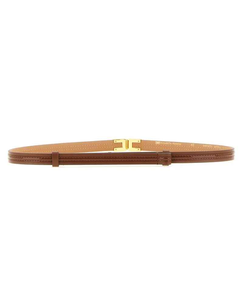 Elisabetta Franchi Logo-Buckle Belt — Cognac Cognac