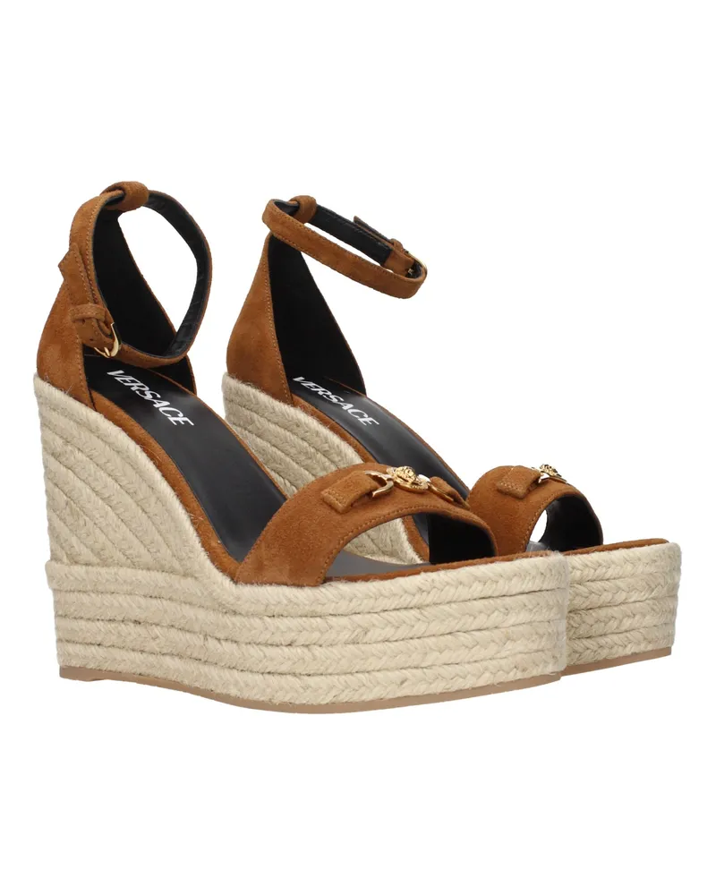 Versace Suede Wedge Sandal — Brown Brown