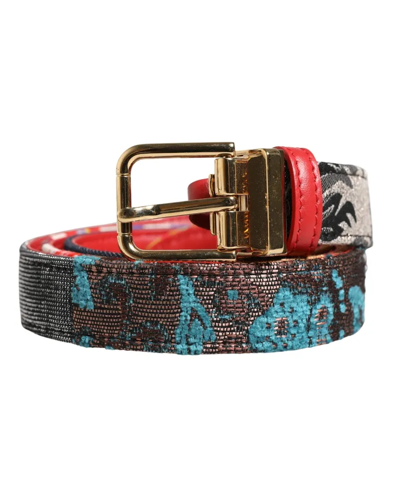 Dolce & Gabbana Women's Multicolor Floral Jacquard Metal Buckle Belt Multicolor
