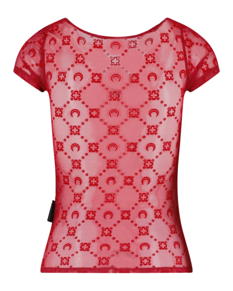 Marine Serre Women's T-Shirts And Polos Red Polyamide Red