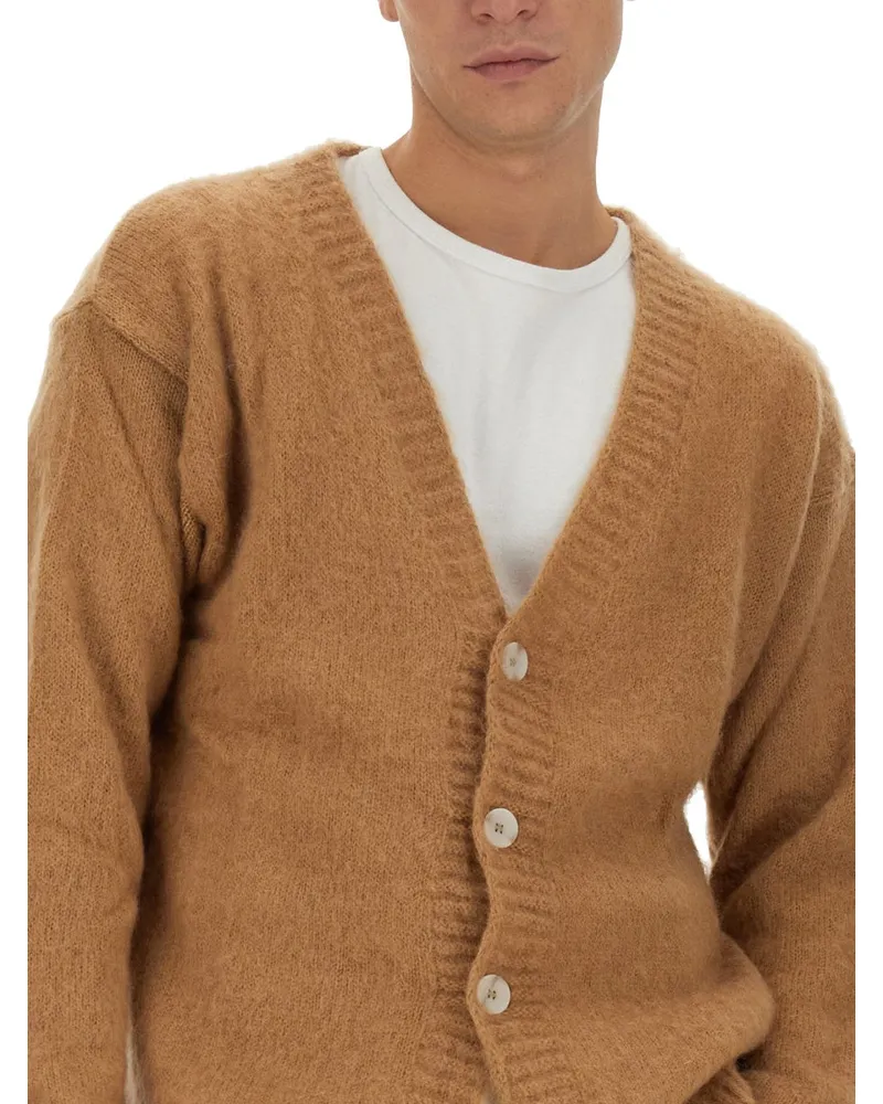 Family First Mohair Blend V-Neck Cardigan — Beige Beige