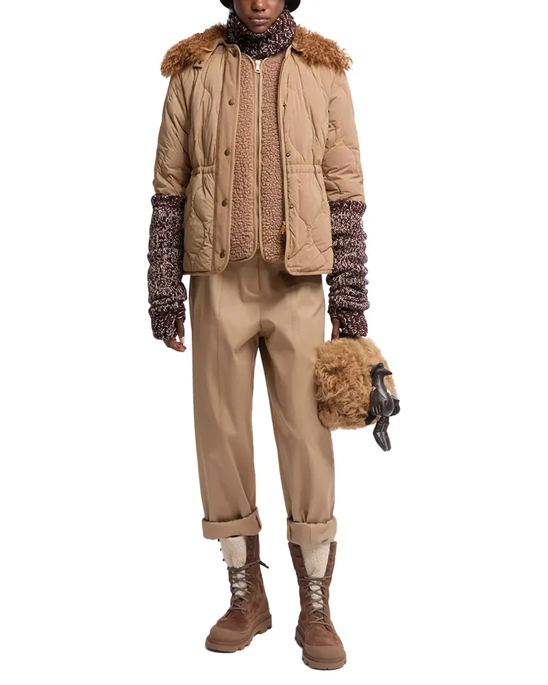 Moncler Stretch Cotton Twill Trousers — Brown Brown