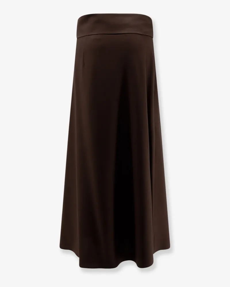 ALYSI Women's Long Stretch Skirt Virgin Wool Brown Brown