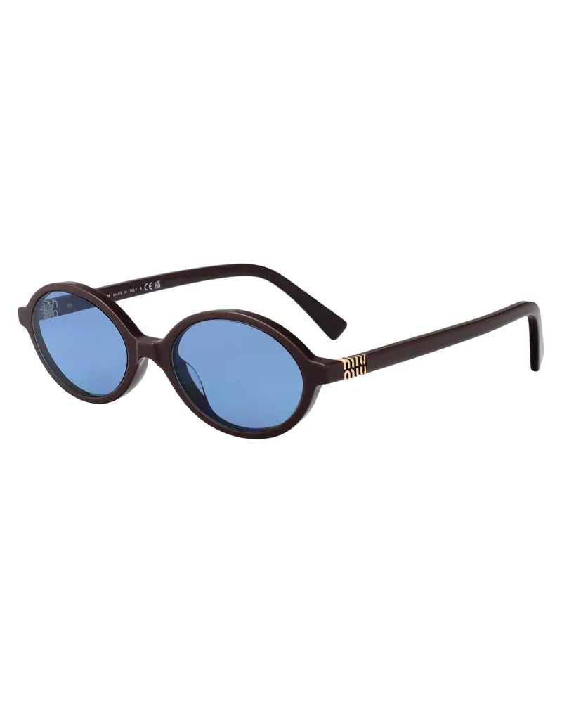 Miu Miu 0MU Oval Acetate Sunglasses — Brown Brown