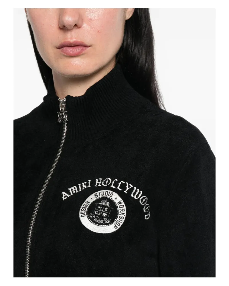Amiri Logo-Embroidered Viscose Cardigan — Black 