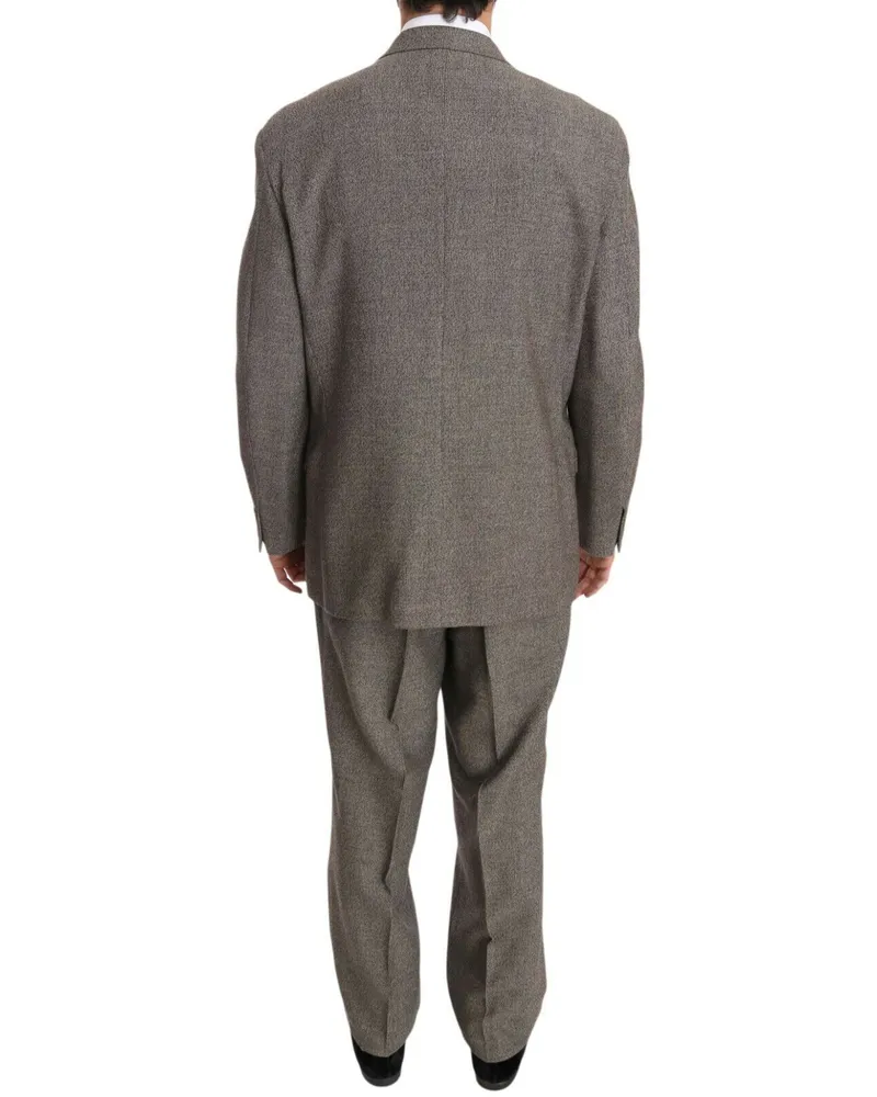 Fendi Men's Brown Wool Regular Single Breasted Suit Brown