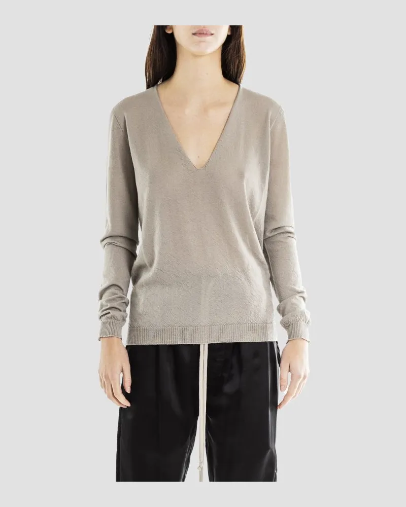 Rick Owens Women's V-Neck Knit Sweater Gray Gray