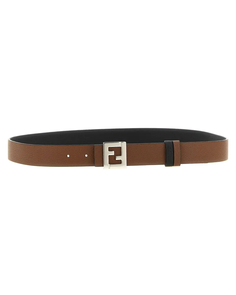 Fendi FF Logo Reversible Belt — Black Black