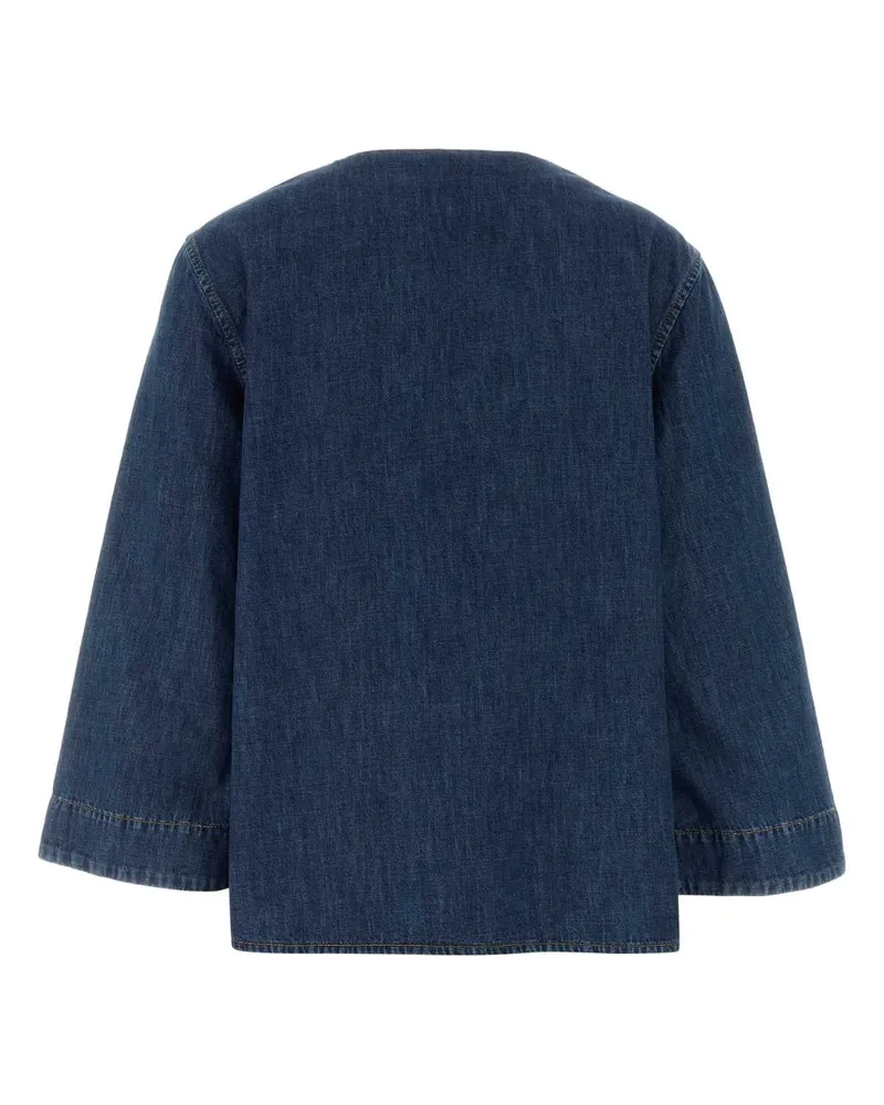 Valentino Garavani Women's Denim Blouse Mediumbluedenim Exterior: Cotton Camicie Shirt Blue