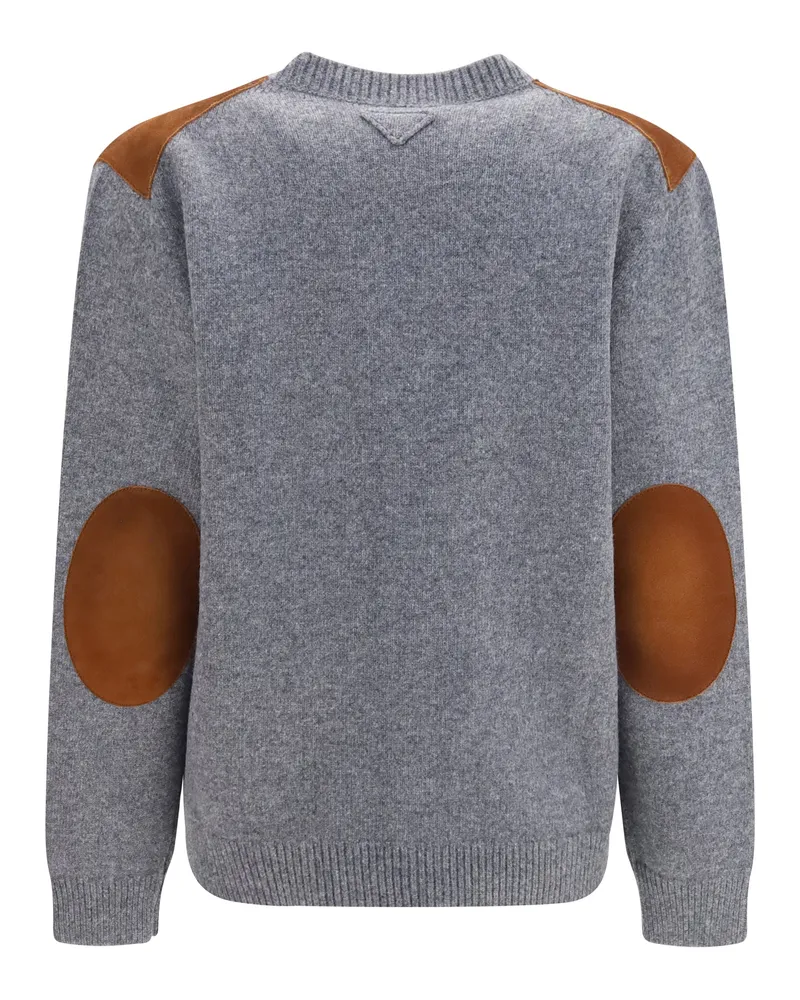 Prada Women's Suede And Wool Cardigan Ardesia Fleece Ovis Aries Sweater 