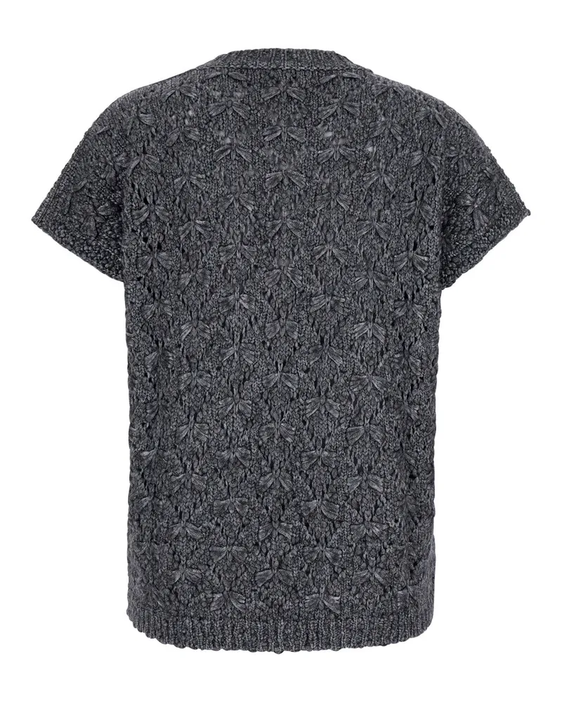 Fabiana Filippi Cable-Knit Merino-Alpaca Sweater — Gray Gray