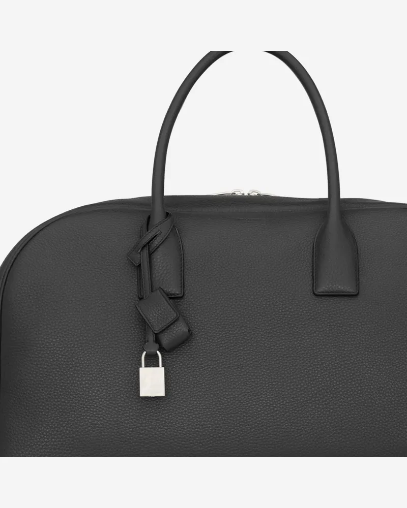 Saint Laurent Hammered Calfskin Top Handle Bag — Black Black